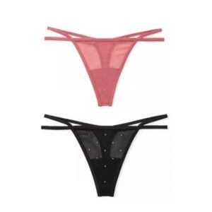 ✨New Victoria’s Secret Mesh Rhinestone Strappy Thong Bundle Size XXL✨